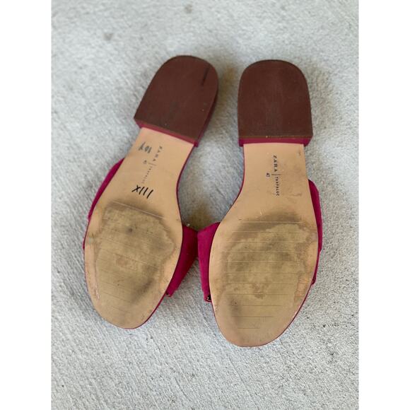 Zara Women's Trafaluc 2811 Pink/Red Velvety Open Toe Heel Sandals EU 40 | US 10 - Picture 3 of 6